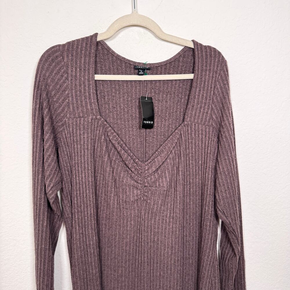 Torrid Women Tea Length Hacci Rib Column Dress Size 2X Long Sleeve Neutral Taupe - Picture 5 of 11